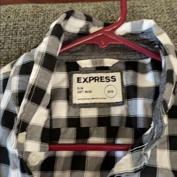 Express black/white button down shirt (wore once) - Picture 2 of 2